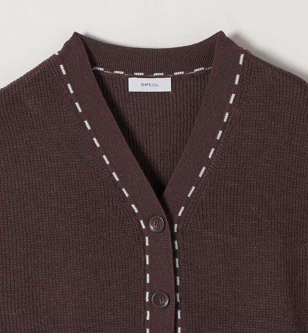 SHIPS any「SHIPS any:〈手洗い可能〉リネン レーヨン ステッチ 編み Vネック ベスト」|ベスト・ジレ|