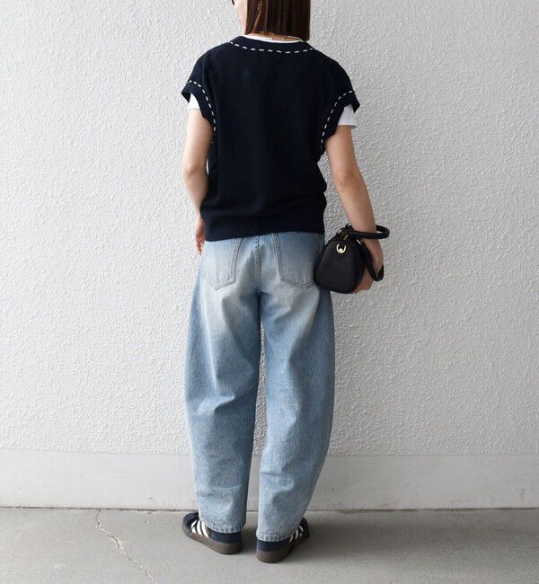 SHIPS any「SHIPS any:〈手洗い可能〉リネン レーヨン ステッチ 編み Vネック ベスト」|ベスト・ジレ|