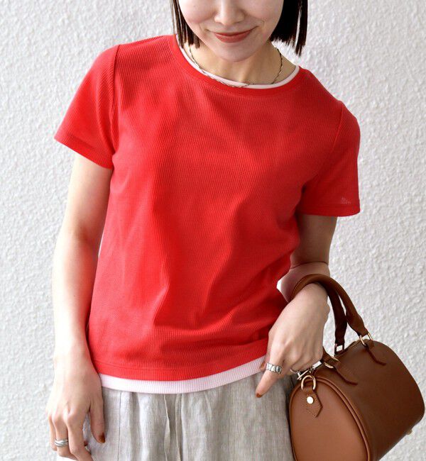 SHIPS any「SHIPS any:〈手洗い可能〉レイヤード シアー ワッフル TEE」|Tシャツ・カットソー|