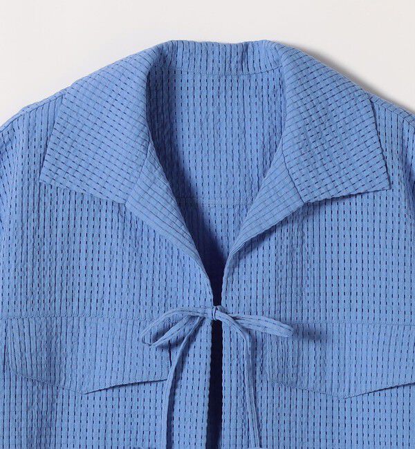 SHIPS any「《予約》SHIPS any:〈手洗い可能〉サッカー リボン 開襟シャツ 羽織り」|シャツ・ブラウス|