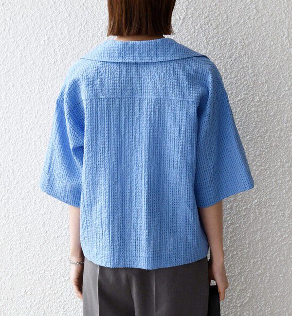 SHIPS any「《予約》SHIPS any:〈手洗い可能〉サッカー リボン 開襟シャツ 羽織り」|シャツ・ブラウス|