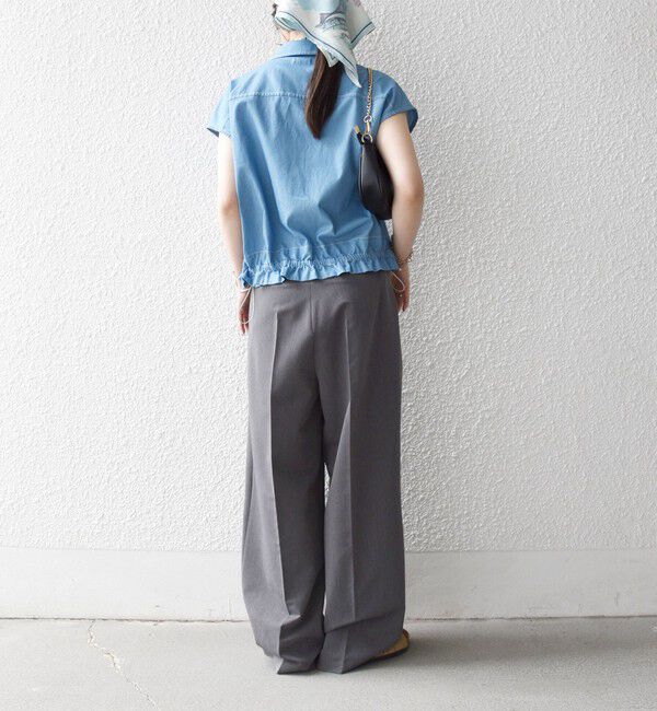 SHIPS any「《予約》SHIPS any:〈洗濯機可能〉シャンブレー デニム フレンチスリーブ ドロスト シャツ」|シャツ・ブラウス|