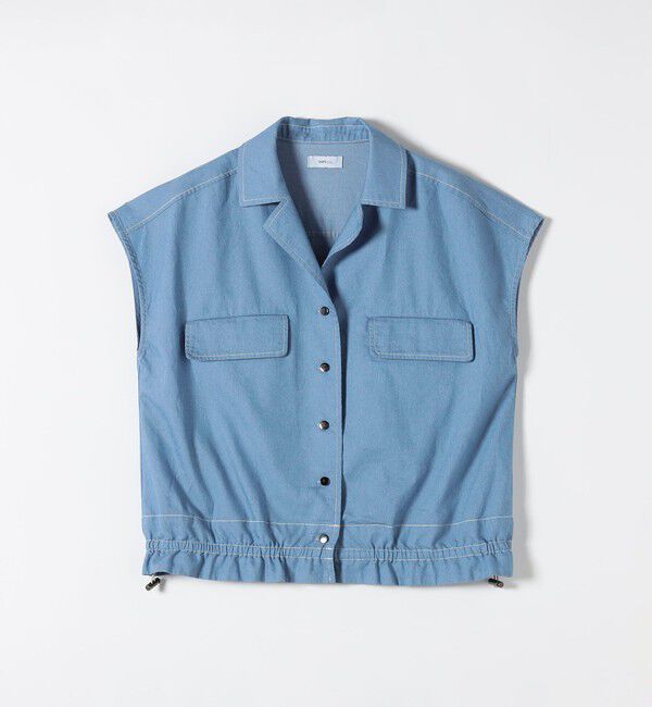 SHIPS any「《予約》SHIPS any:〈洗濯機可能〉シャンブレー デニム フレンチスリーブ ドロスト シャツ」|シャツ・ブラウス|