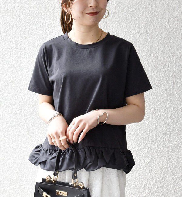 SHIPS any「《予約》SHIPS any:〈多機能/洗濯機可能〉マルチファンクション ドッキング ヘム コンパクト TEE」|Tシャツ・カットソー|