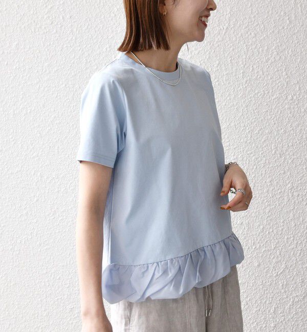 SHIPS any「《予約》SHIPS any:〈多機能/洗濯機可能〉マルチファンクション ドッキング ヘム コンパクト TEE」|Tシャツ・カットソー|