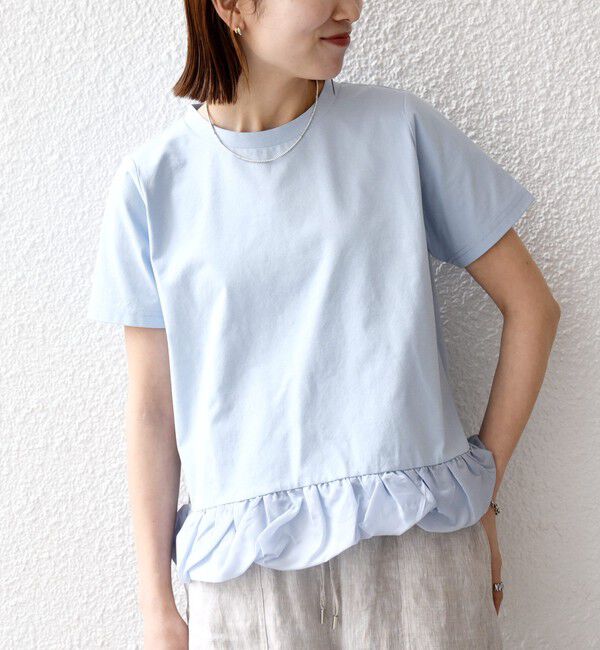 SHIPS any「《予約》SHIPS any:〈多機能/洗濯機可能〉マルチファンクション ドッキング ヘム コンパクト TEE」|Tシャツ・カットソー|