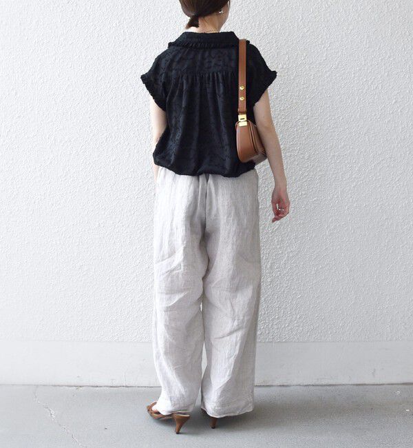 SHIPS any「SHIPS any:〈洗濯機可能〉カット ジャカード ドロスト フレンチ スリーブ シャツ ブラウス」|シャツ・ブラウス|