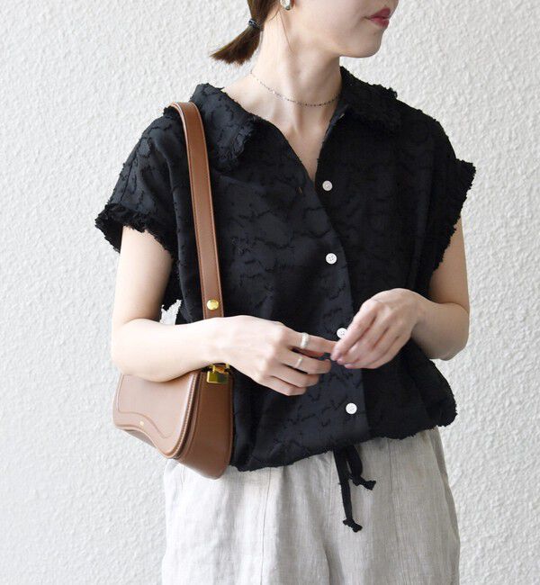 SHIPS any「SHIPS any:〈洗濯機可能〉カット ジャカード ドロスト フレンチ スリーブ シャツ ブラウス」|シャツ・ブラウス|