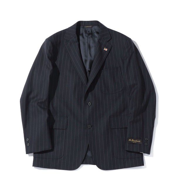 SHIPS「Southwick: CAMBRIDGE 5ドロップ チョーク ストライプ ジャケット」|テーラードジャケット|ネイビー