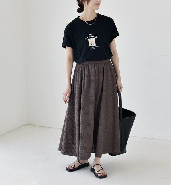 quaranciel「《予約》quaranciel:〈手洗い可能〉コットン 刺繍 パイピング フレア スカート」|スカート|