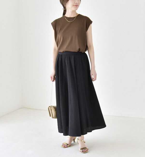 quaranciel「《予約》quaranciel:〈手洗い可能〉コットン 刺繍 パイピング フレア スカート」|スカート|