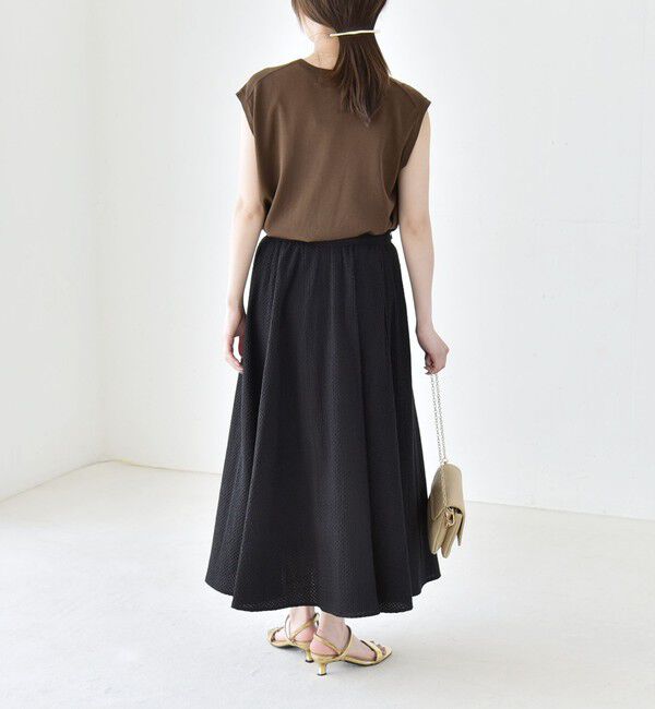 quaranciel「《予約》quaranciel:〈手洗い可能〉コットン 刺繍 パイピング フレア スカート」|スカート|