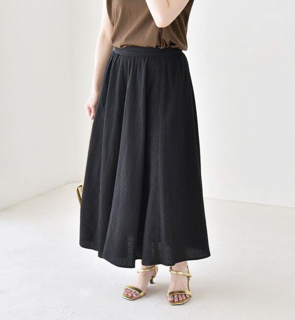 quaranciel「《予約》quaranciel:〈手洗い可能〉コットン 刺繍 パイピング フレア スカート」|スカート|