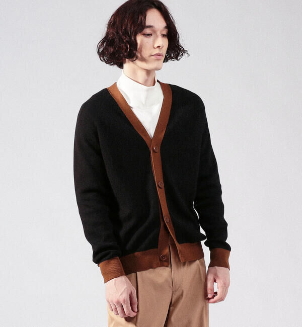 CABaN「CABaN コットンカシミヤ バイカラーVネックカーディガン」|カーディガン|