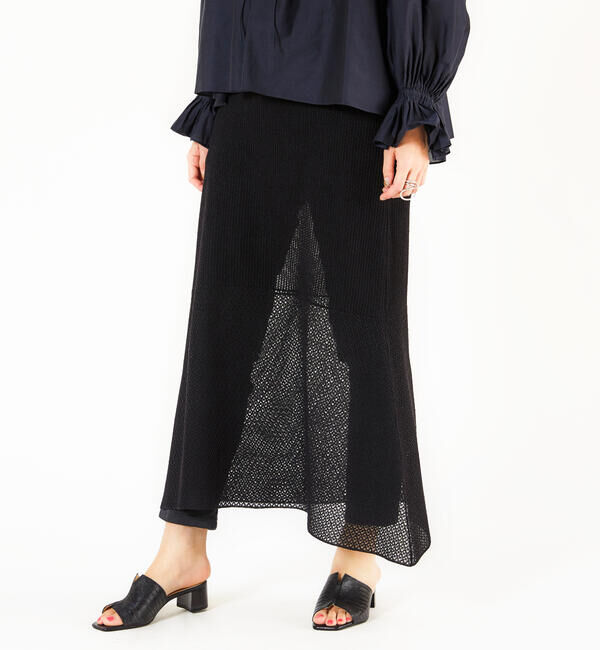 Ballsey「ペーパーレース マーメイドロングスカート」|フレア|19 ブラック