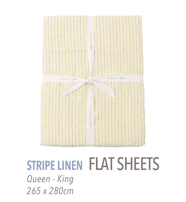 TOMORROWLAND HOME「ストライプリネン フラットシーツ（クイーン～キング）」|その他|24 イエロー系