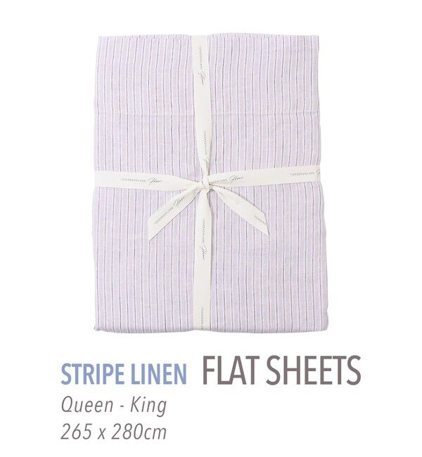 TOMORROWLAND HOME「ストライプリネン フラットシーツ（クイーン～キング）」|その他|74 パープル系