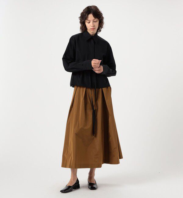 DES PRES「マイクロシルクタフタ ボリュームタックフレアスカート」|フレア|