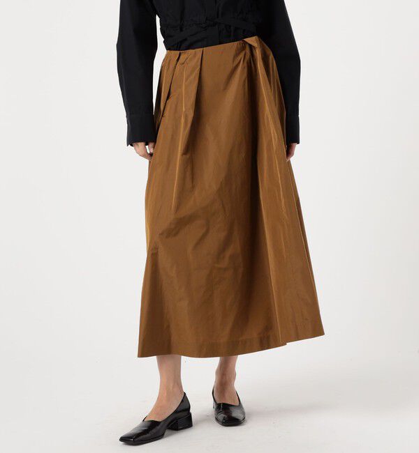 DES PRES「マイクロシルクタフタ ボリュームタックフレアスカート」|フレア|