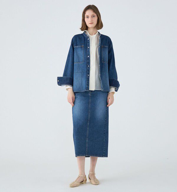 MACPHEE「コットンデニム Iラインロングスカート」|タイト|