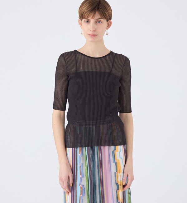 Ballsey「シアーダブルジャカード ハーフスリーブプルオーバー」|ニット・セーター|