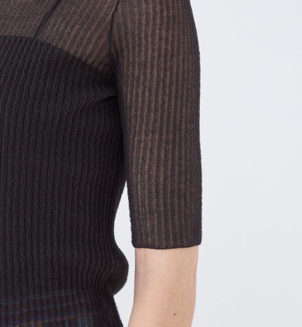 Ballsey「シアーダブルジャカード ハーフスリーブプルオーバー」|ニット・セーター|