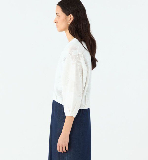 MACPHEE「ボタニカルメッシュ ジップアップカーディガン」|カーディガン|