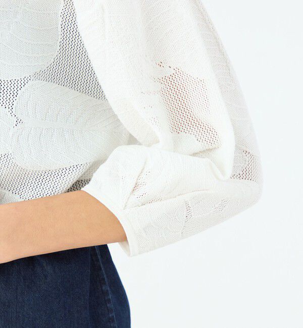 MACPHEE「ボタニカルメッシュ ジップアップカーディガン」|カーディガン|