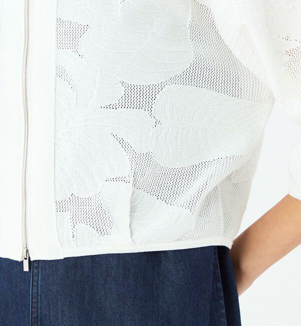 MACPHEE「ボタニカルメッシュ ジップアップカーディガン」|カーディガン|