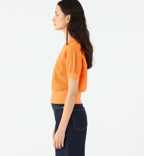 MACPHEE「コットンメッシュ ハーフスリーブプルオーバー」|ニット・セーター|