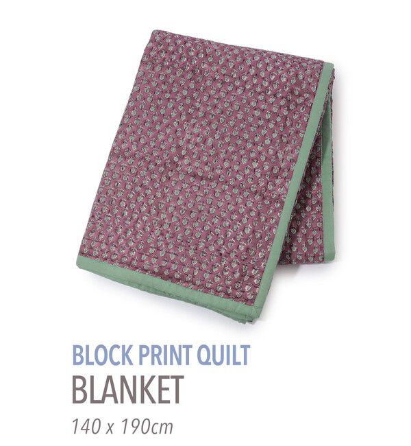 TOMORROWLAND HOME「ブロックプリントキルト マルチカバー L」|ブランケット|76 パープル系