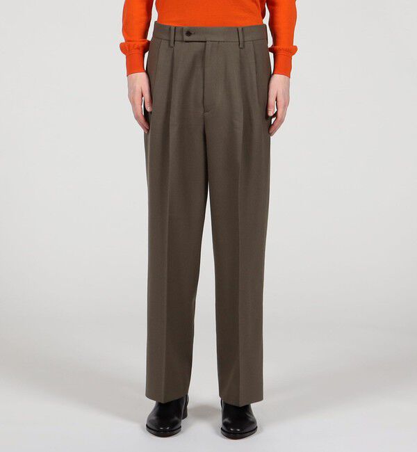 TOMORROWLAND MENS「ドライウールツイル 2プリーツワイドストレートバレルパンツ」|スラックス|