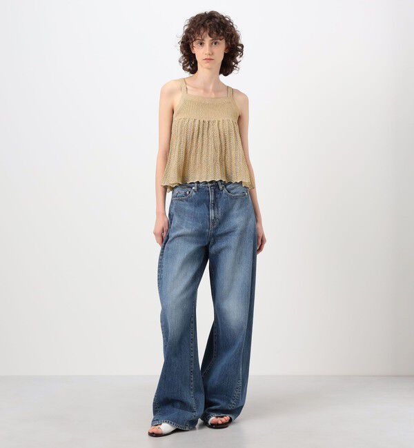 MACPHEE「レーシーラメ フレアキャミソール」|キャミソール|