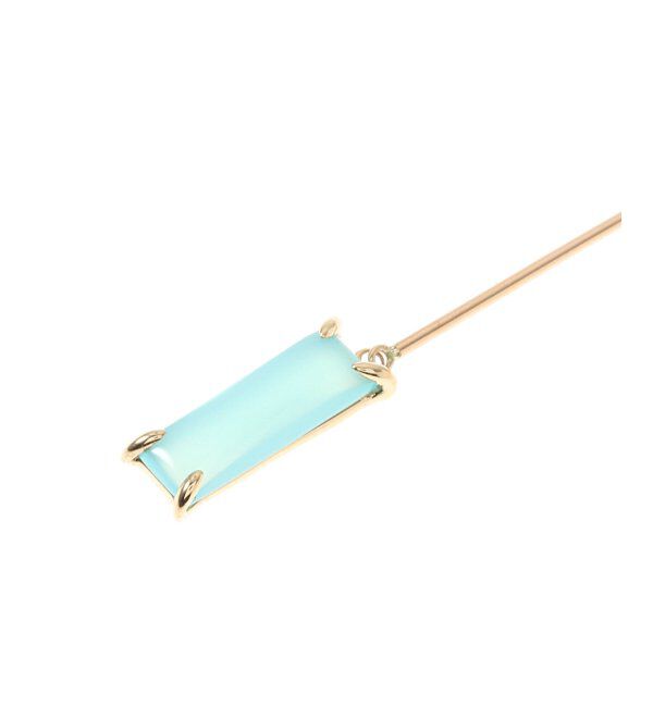  「K10・カルセドニー スクエアストーン ピアス(両耳)」|ピアス|