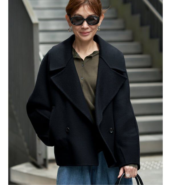 VERMEIL par iena「super120s ビッグショールリバーコート」|その他|ブラック