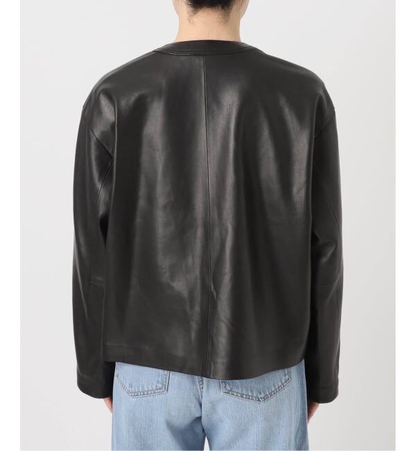 IENA「《追加》シープクルーネックブルゾン」|ライダースジャケット|