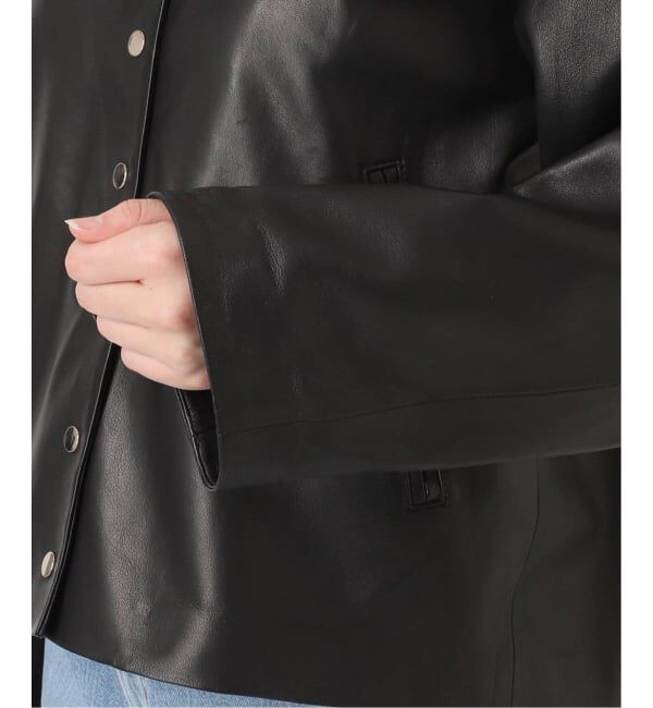 IENA「《追加》シープクルーネックブルゾン」|ライダースジャケット|