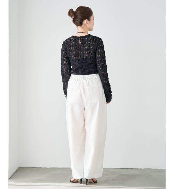 IENA「《一部カラーWEB限定/追加4》Flowerストレッチレースプルオーバー」|Tシャツ・カットソー|