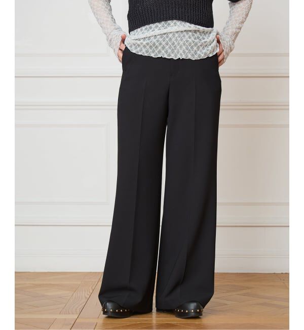 IENA LA BOUCLE「《追加》IENA LA BOUCLE ソフトダブルクロススラックス」|スラックス|ブラック