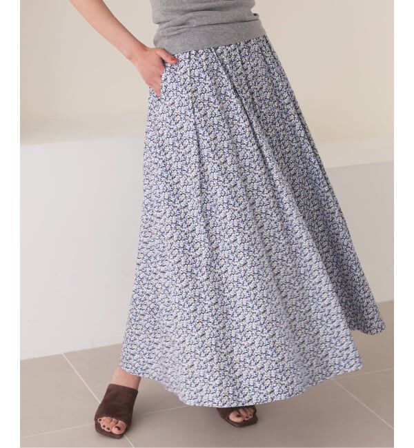 SLOBE IENA「Blue Flowerタックスカート」|スカート|