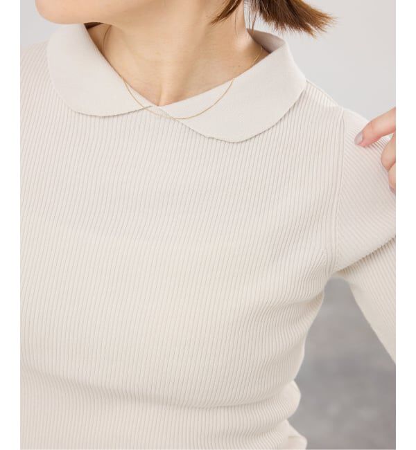 IENA「ECO SPLASH襟付きプルオーバー」|ニット・セーター|ホワイト