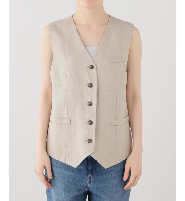 SLOBE IENA「フレンチリネンベスト」|その他|ベージュ