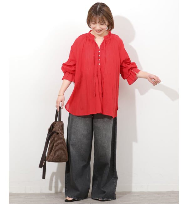 JOURNAL STANDARD relume「コットンボイルクリンクルタックフリルプルオーバー」|シャツ・ブラウス|