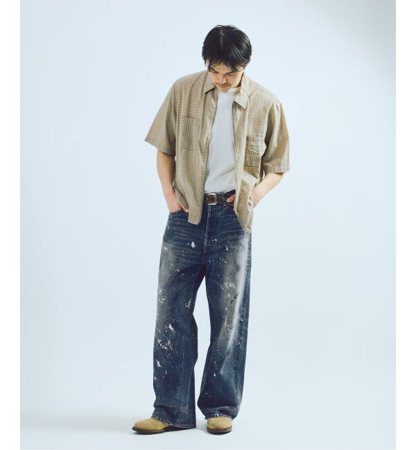 J.S.Homestead「J.S.Homestead / エイジングデニム ワイド 5ポケ ペイント」|デニム|