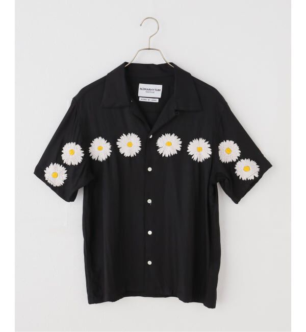 JOURNAL STANDARD「【NOMARHYTHM TEXTILE】FLOWER EMBROIDERY OPEN COLL」|シャツ・ブラウス|ブラック
