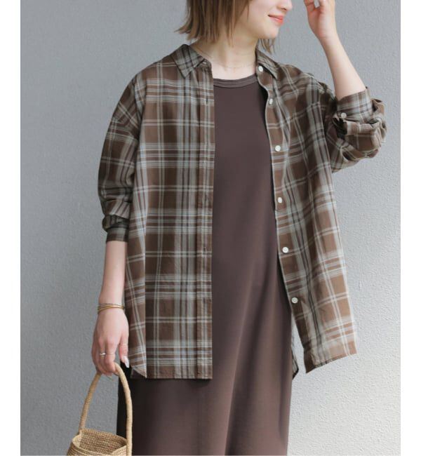 JOURNAL STANDARD relume「《予約》シアーボイルコットンチェックシャツ」|シャツ・ブラウス|ブラウン