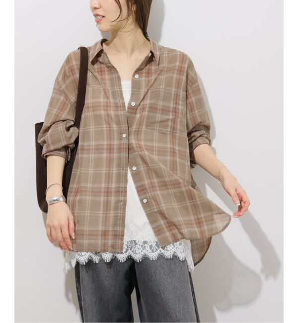 JOURNAL STANDARD relume「《予約》シアーボイルコットンチェックシャツ」|シャツ・ブラウス|ベージュ