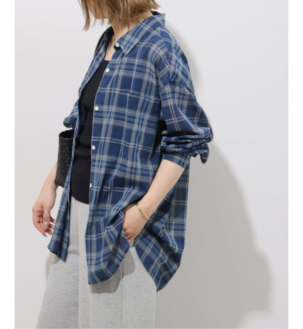 JOURNAL STANDARD relume「《予約》シアーボイルコットンチェックシャツ」|シャツ・ブラウス|ブルー A
