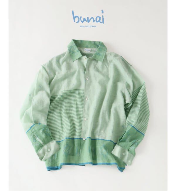 JOURNAL STANDARD relume「《予約》bunai / ブナイ 別注 ジャムダニ織 ガーゼシャツ」|シャツ・ブラウス|グリーン B