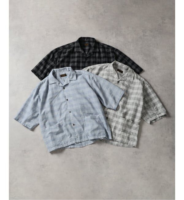 J.S.Homestead「《予約》J.S.Homestead / ブークレ チェック リラックス オープン カラー シャツ」|シャツ・ブラウス|